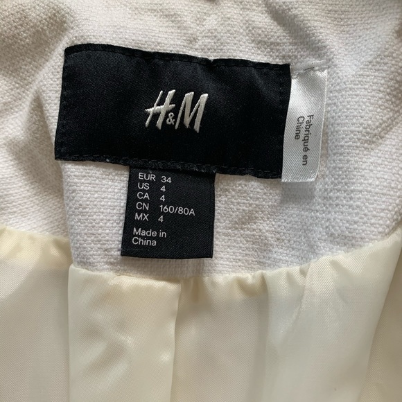H&M White Studded Canvas Moto Jacket - Picture 7 of 9
